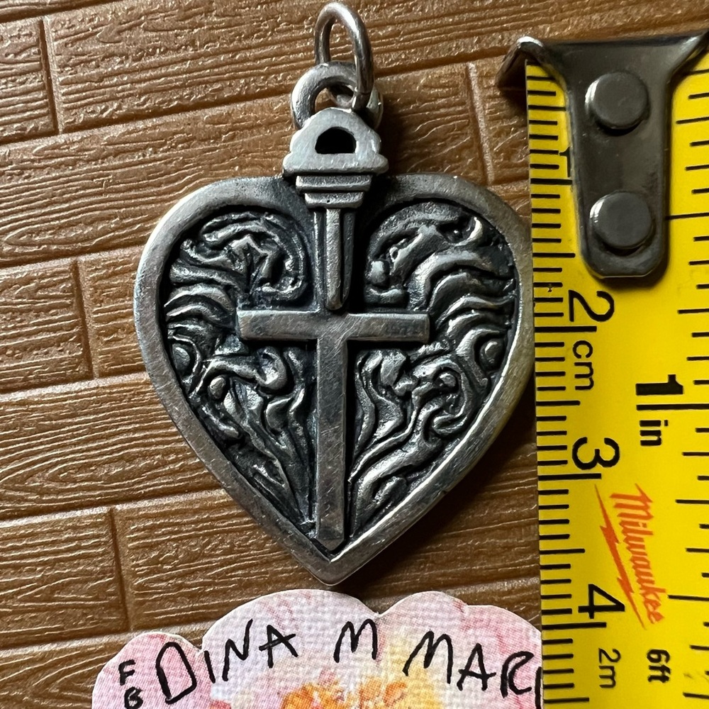 James Avery Rare Retired Point the Way Cross Sword Heart Pendant! 925